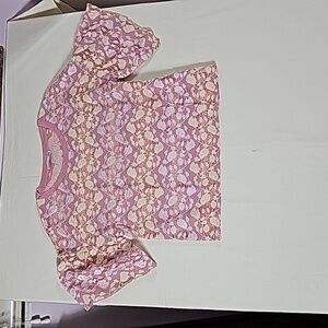 Zara women's lace blouse with ribbed neckline size M. Made in portugal.